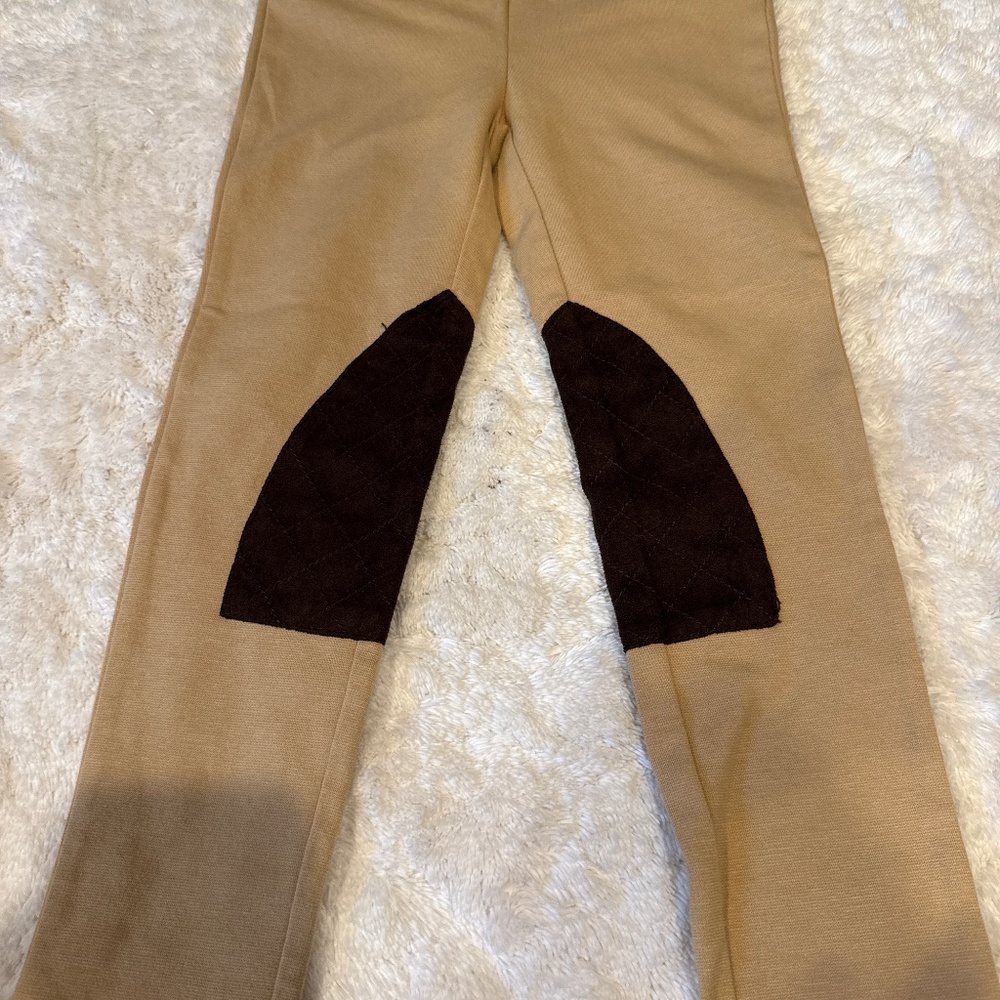 Janie and Jack girls size 4 tan riding pants with brown “suede” detail